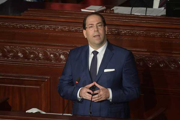 رئيس الوزراء التونسي يوسف الشاهد في البرلمان