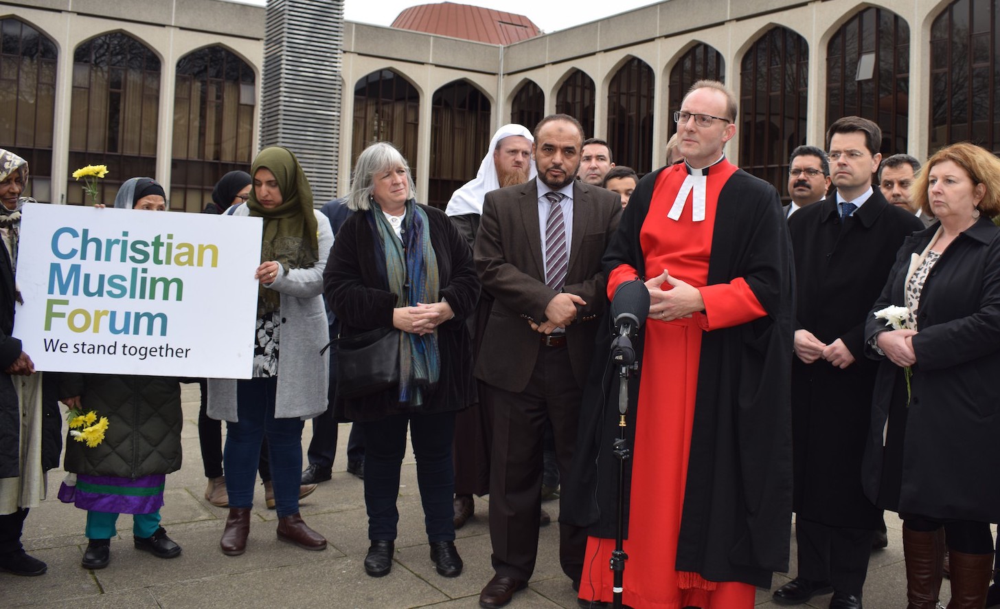 جانب من التجمع الذي نظمه المركز الاسلامي في لندن للتنديد باعتداء نيوزيلاندا