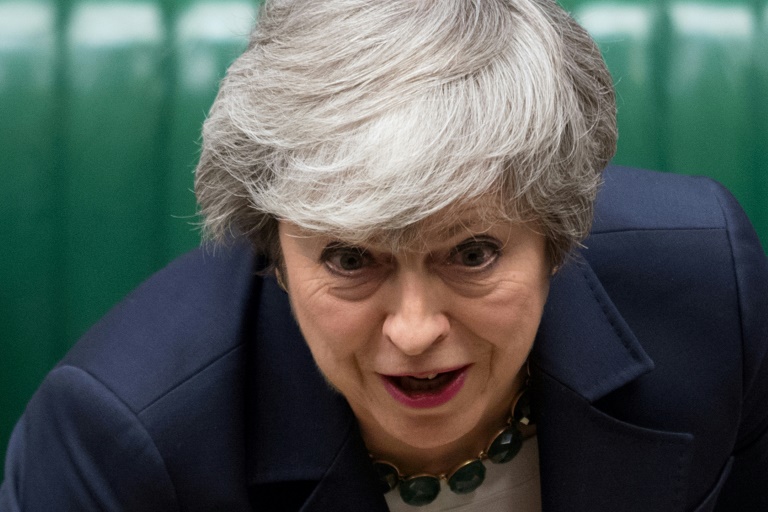رئيسة الوزراء البريطانية تيريزا ماي في البرلمان البريطاني في 13 آذار/مارس 2019