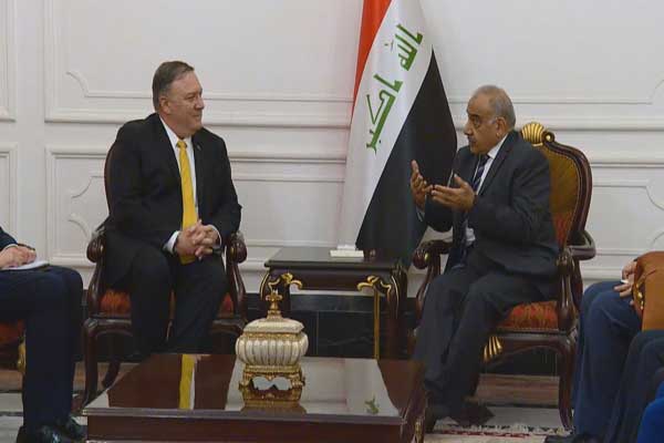 رئيس الوزراء العراقي عادل عبدالمهدي مستقبلًا مايك بومبيو - أرشيفية