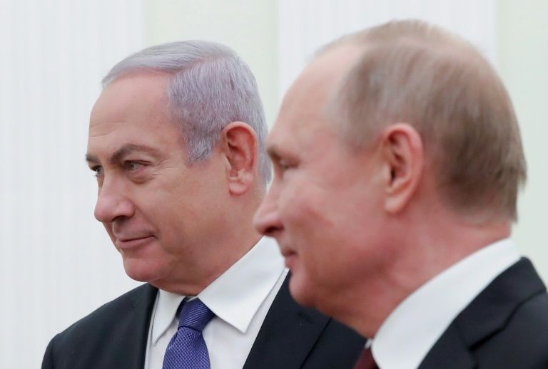 الرئيس الروسي فلاديمير بوتين ورئيس الوزراء الإسرائيلي بنيامين نتانياهو في الكرملين في 27 شباط/فبراير 2019