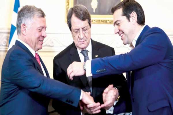 قمة قبرص: العاهل الأردني والرئيسان اناستاسيادس وتسيبراس