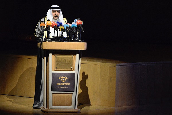 وزير الاعلام الكويتي يتحدث في افتتاح الملتقى الاعلامي العربي مساء الاحد