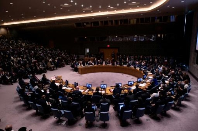 جلسة لمجلس الأمن الدولي في مقر الأمم المتحدة في نيويورك حول فنزويلا في 10 نيسان/ابريل 2019