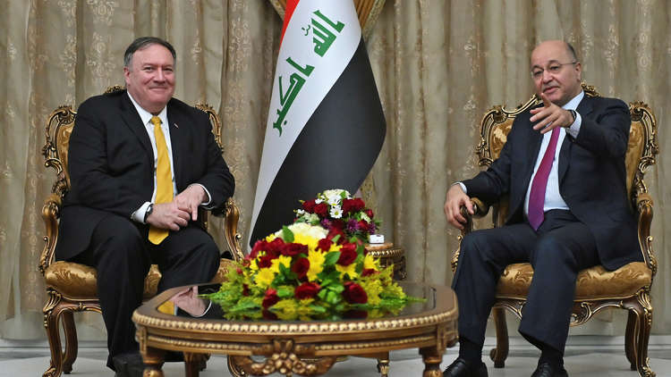 بومبيو مجتمعا في بغداد مع الرئيس صالح