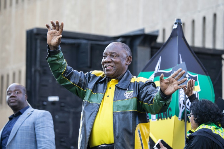 رئيس جنوب إفريقيا سيريل رامافوسا في جوهانسبورغ في 12 أيار/مايو 2019