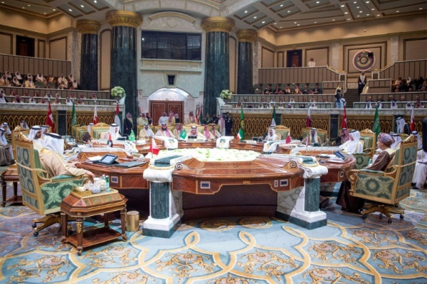 صورة وزعتها وكالة الأنباء السعودية يظهر فيها قادة دول مجلس التعاون الخليجي خلال القمة في الرياض في 9 ديسمبر 2018