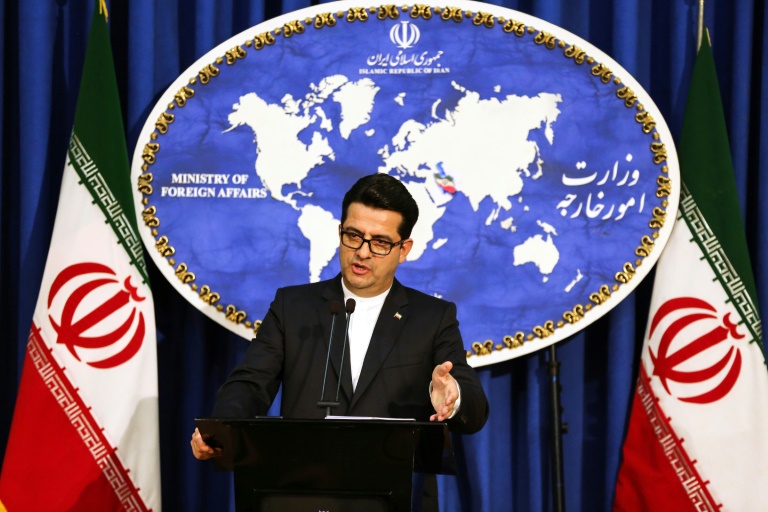 المتحدث باسم وزارة الخارجية الإيرانية عباس موسوي في مؤتمر صحافي في طهران في 28 ايار/مايو 2019.