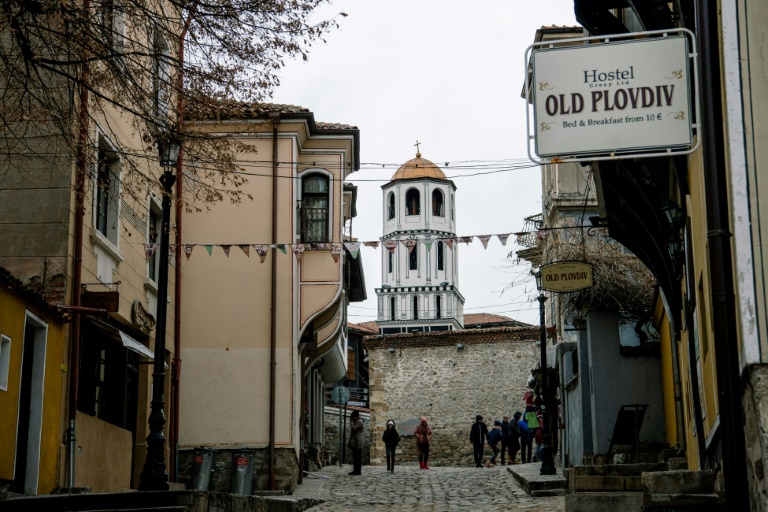 البلدة القديمة في وسط مدينة بلوفديف البلغارية في 7 كانون الثاني/يناير 2019 