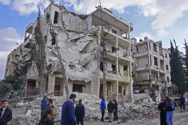 مبانٍ مدمرة في إدلب