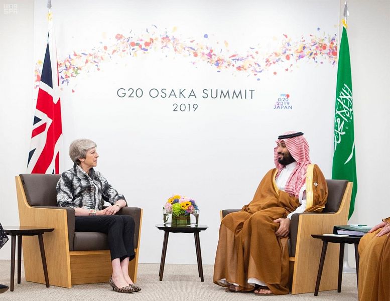 ولي العهد السعودي يتباحث مع تيريزا ماي على هامش قمة العشرين (واس)