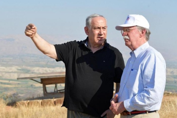 صورة من جولة نتانياهو وبولتون في غور الأردن يوم الأحد
