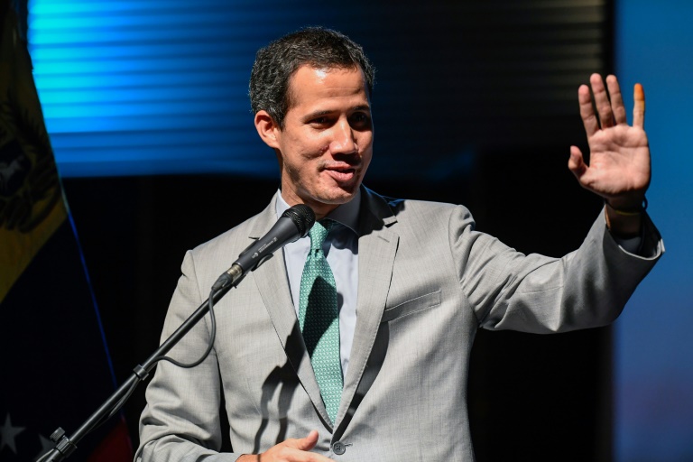المعارض الفنزويلي خوان غوايدو خلال مؤتمر في جامعة ميتروبوليتان في كراكاس في 26 حزيران/يونيو 2019 