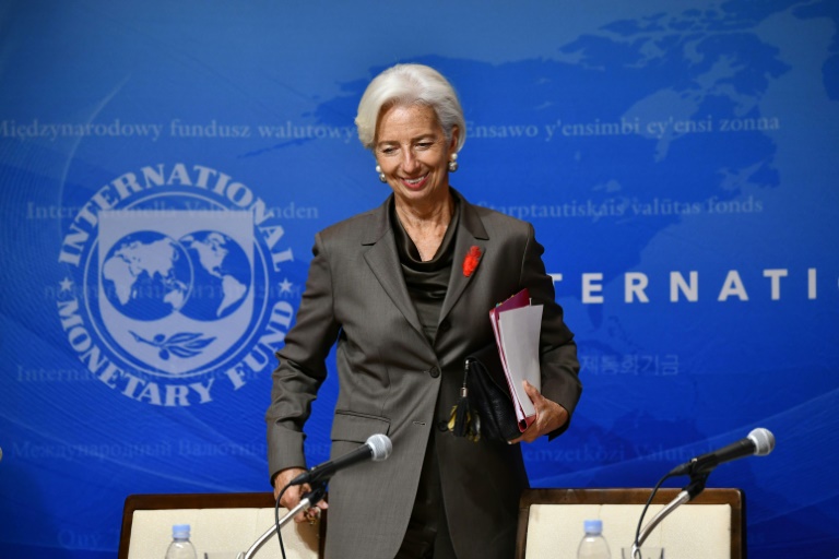 مديرة صندوق النقد الدولي كريستين لاغارد خلال مؤتمر صحافي في طوكيو، في 2 يوليو 2019