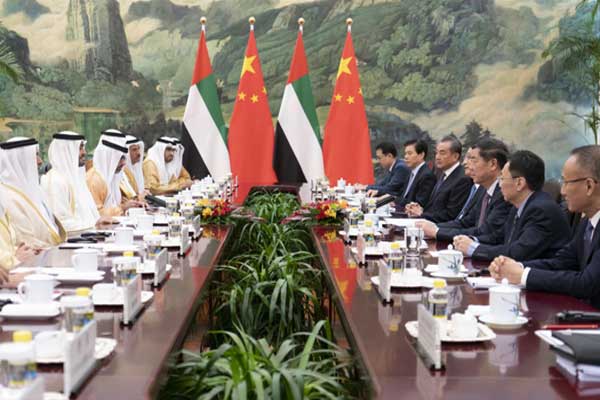 محمد بن زايد: نتطلع إلى دور صيني فاعل في إقرار السلام في الشرق الأوسط