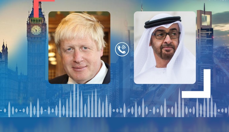 مباحثات هاتفية بين الشيخ محمد بن زايد ورئيس وزراء بريطانيا (وام)