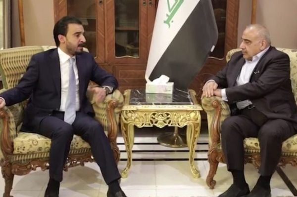 عبد المهدي والحلبوسي خلال اجتماع سابق