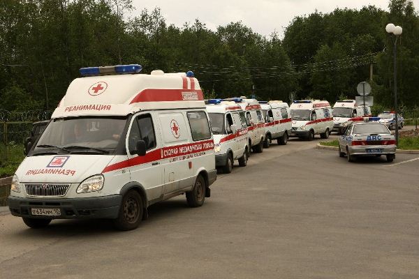صورة أرشيفية لسيارات إسعاف في روسيا