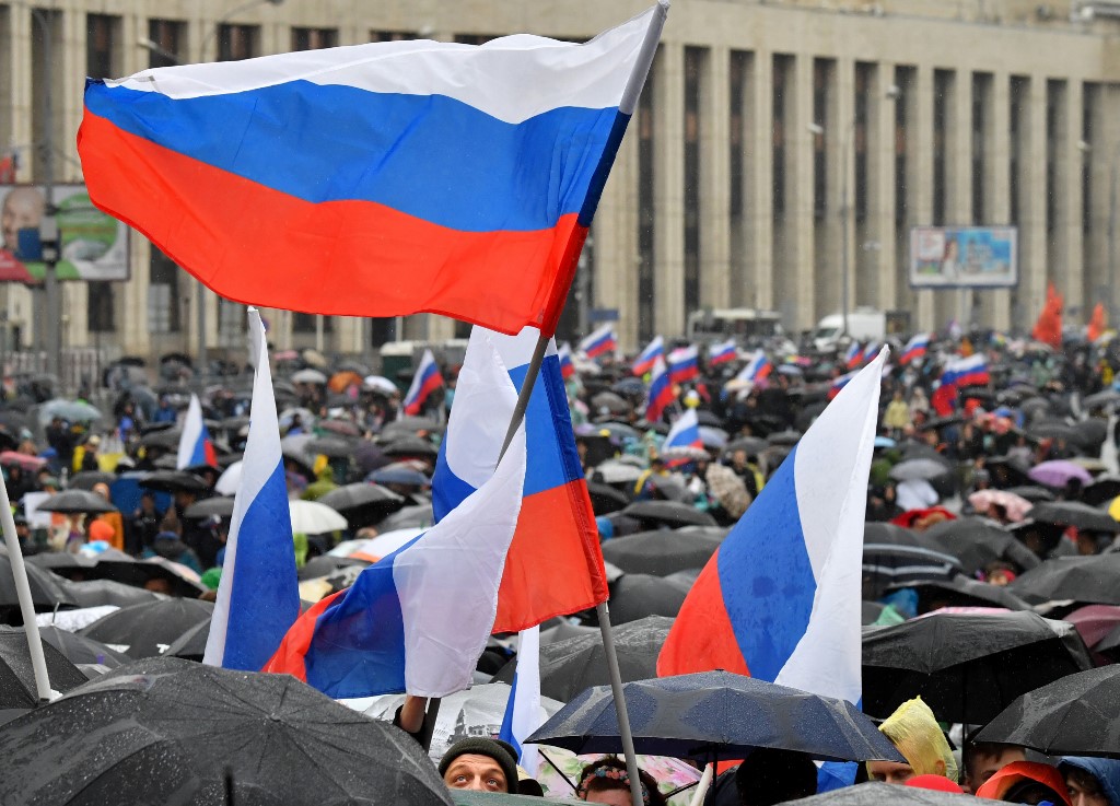 محتجون في موسكو يوم السبت