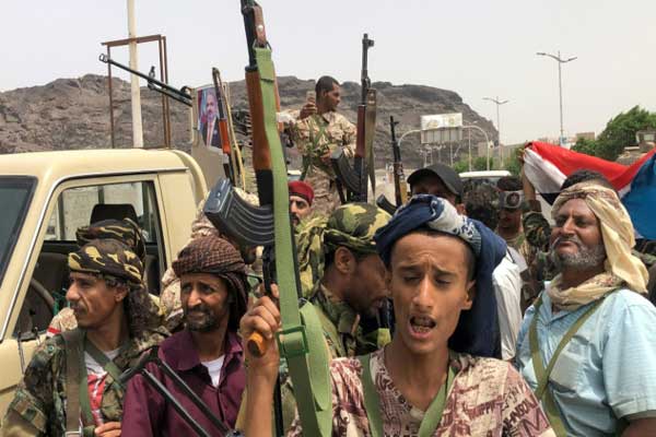 انفصاليون جنوبيون في مدينة عدن في جنوب اليمن في 10 أغسطس 2019