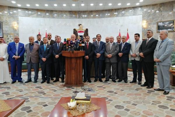 نواب المحافظات العراقية المحررة من داعش خلال مؤتمر صحافي عن قضايا المغيبين والمختطفين والجثث المجهولة