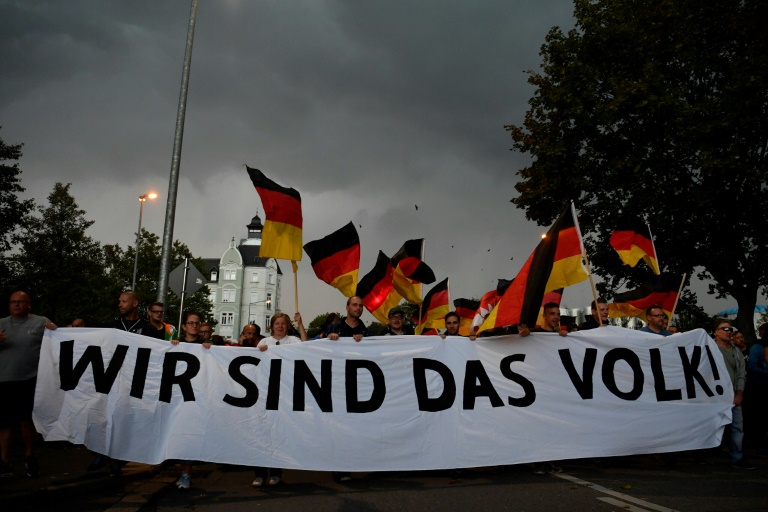 متظاهرون من اليمين المتطرف في السابع من سبتمبر 2018 في كيمنتس بالمانيا