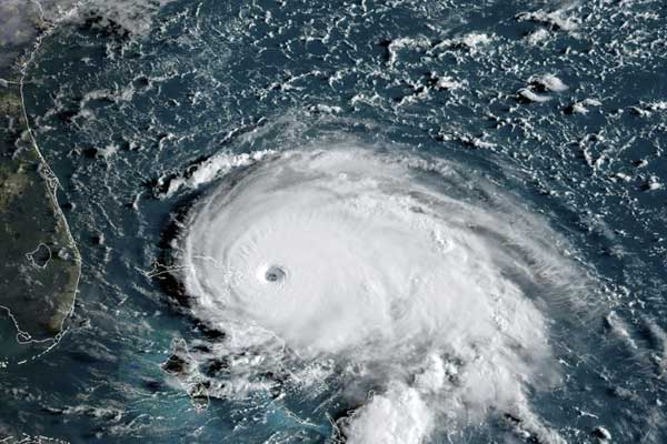 صورة من الأقمار الاصطناعية للإعصار دوريان في 1 سبتمبر 2019