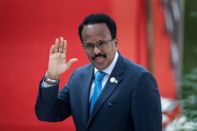 الرئيس الصومالي محمد عبد الله محمد في بريتوريا في جنوب إفريقيا في 25 أيار/مايو 2019