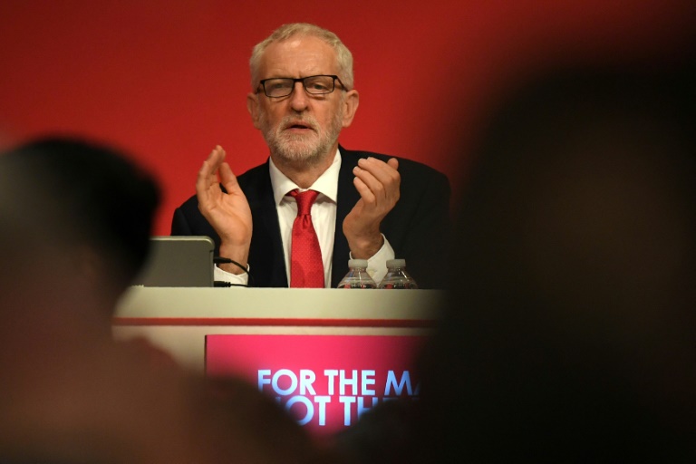 زعيم حزب العمل البريطاني جيريمي كوربن في مؤتمر حزبه في 22 سبتمبر 2019 في برايتون