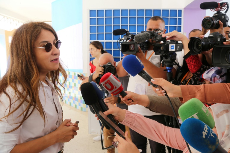 سلوى السماوي زوجة المرشح الى الانتخابات الرئاسية التونسية المسجون نبيل القروي في السادس من اكتوبر 2019