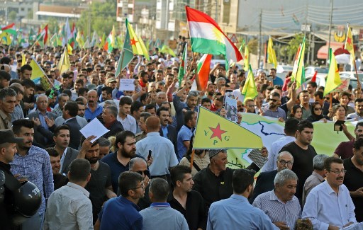 أكراد العراق يتظاهرون ضد العملية العسكرية التركية في سوريا
