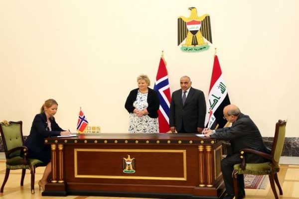 العراق والنروج يوقعان اتفاقية النفط مقابل التنمية بحضور رئيسي حكومتي البلدين