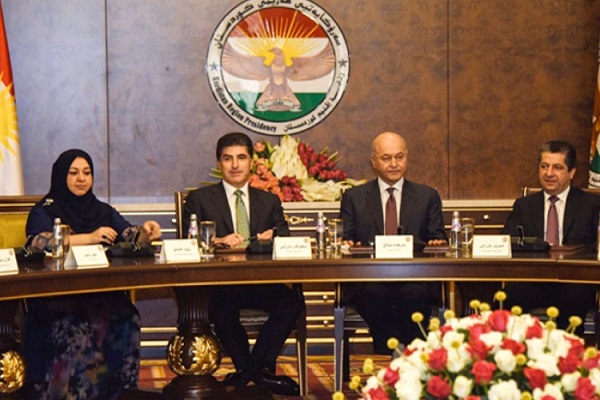 اجتماع الرئيس صالح مع الرئاسات الثلاث في اقليم كردستان