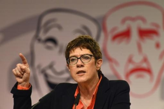 زعيمة حزب الاتحاد المسيحي الديموقراطي الالماني انيغريت كرامب كارنباور في صورة لها تعود الى السادس من اذار/مارس 2019