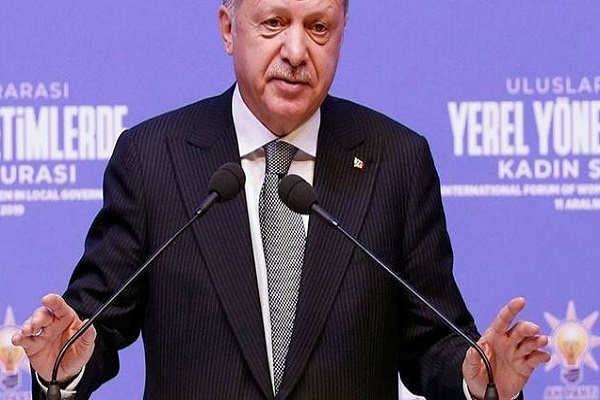 إردوغان خلال إلقاء كلمته الاربعاء في أنقرة 
