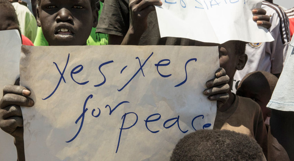 تظاهرة في جوبا تدعو الى نجاح محادثات السلام (صورة من الامم المتحدة)