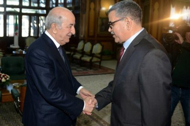 الرئيس الجزائري عبد المجيد تبون مستقبلا رئيس الوزراء الجديد عبد العزيز جراد في 28 كانون الاول/ديسمبر 2019