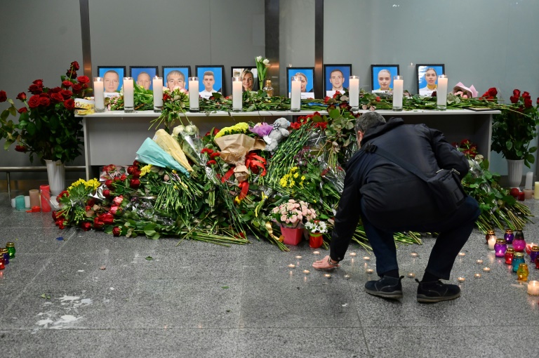 ورود في مطار بوريسبيل قرب كييف في 8 كانون الثاني/يناير 2020 في ذكرى ضحايا تحطم الطائرة الاوكرانية في طهران.