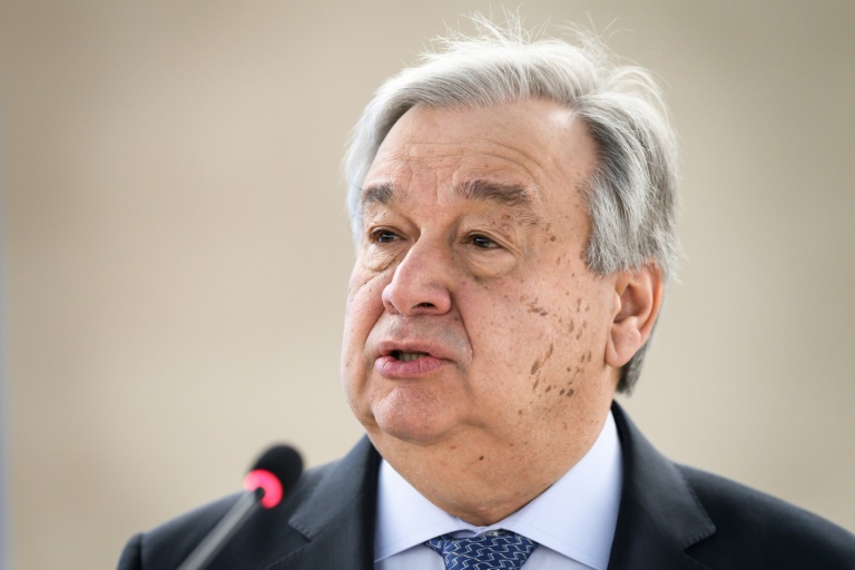 الأمين العام للأمم المتحدة أنطونيو غوتيريش في جنيف في 25 شباط/فبراير 2019