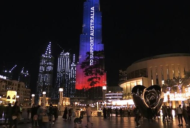 إضاءة برج خليفة في دبي تضامناً مع أستراليا