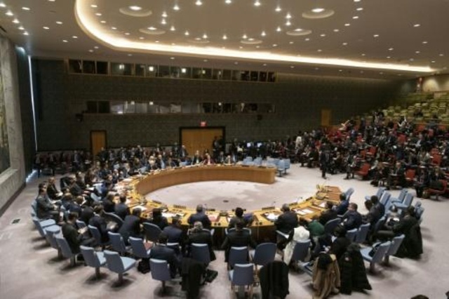 صورة وزعتها الأمم المتحدة بتاريخ 9 كانون الثاني/يناير 2020 تظهر لقطة عامة لاجتماع لمجلس الأمن الدولي