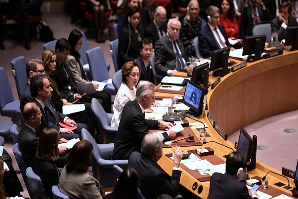 جانب من اجتماع مجلس الأمن يوم الأربعاء (أ ف ب)