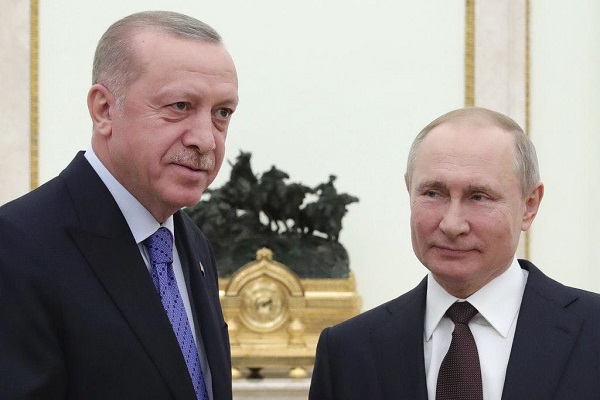 جانب من لقاء بوتين وإردوغان يوم الخميس 