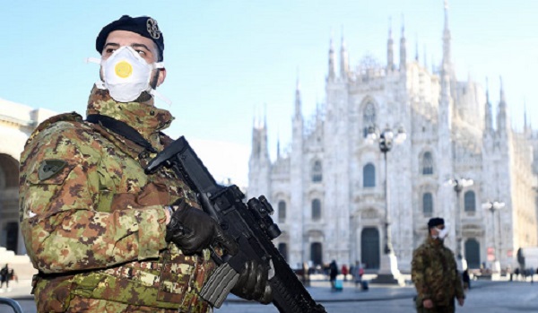 ميلانو الايطالية حظر تجول وحصار من كورونا