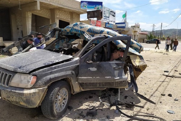 الصور الأولى للسيارة المستهدفة داخل الحدود السورية نشرتا وسائل إعلام محلية