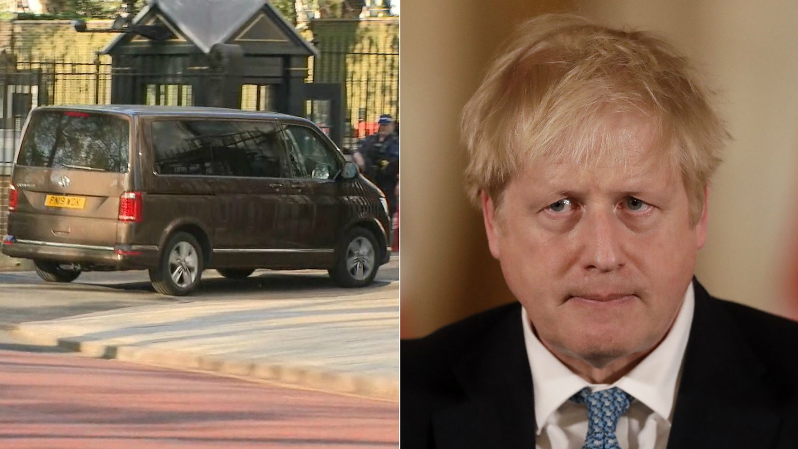 جونسون وصورة السيارة التي اقلته الى مقر رئاسة الحكومة اليوم 