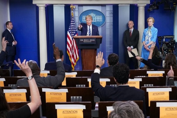 مؤتمر صحفي للرئيس ترمب في البيت الأبيض- صورة ارشيفية