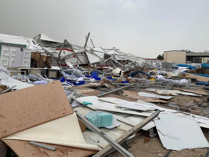 إصابة 23 شخصا في انهيار خيام مستشفى ميداني في قطر 