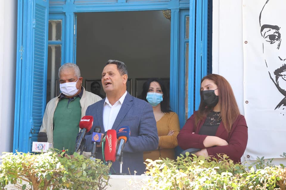 ناجي البغوري نقيب الصحافيين التونسيين خلال عرضه للتقرير السنوي - صورة من صفحة النقابة على فايسبوك