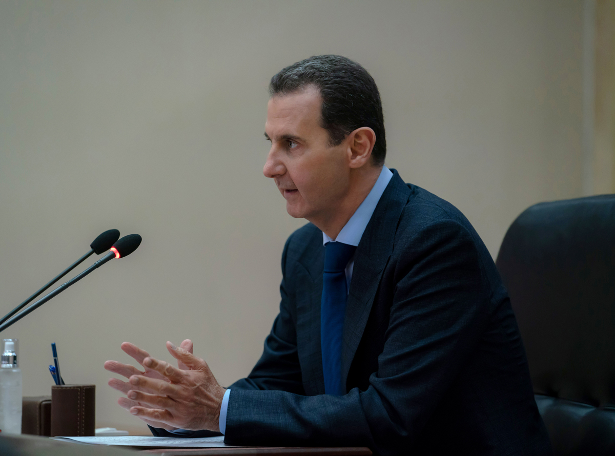 الرئيس السوري خلال اجتماع مع المجموعة الحكومية المعنية بمواجهة كورونا - سانا